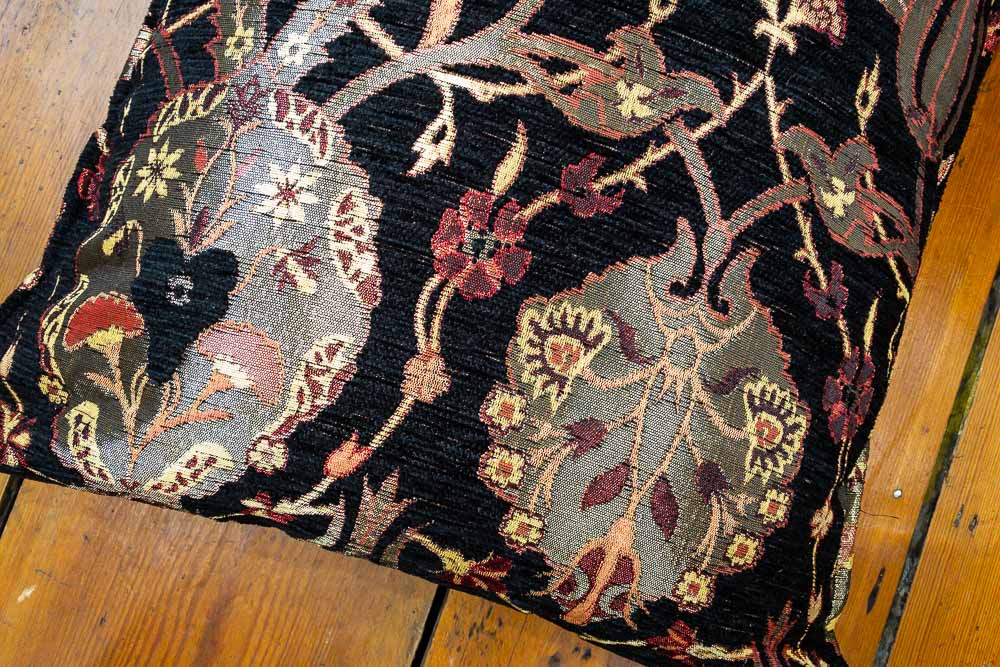 Small Black Ottoman Turkish Tulip Cushion Cover 44x44cm